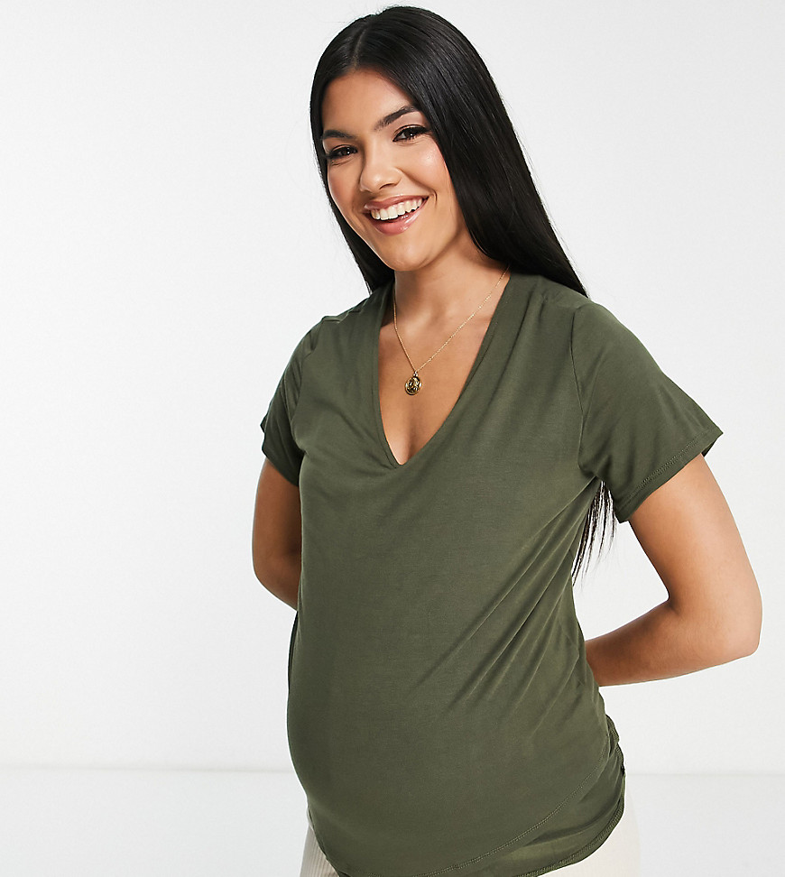 fitted Stretch T-shirt in khaki-Green