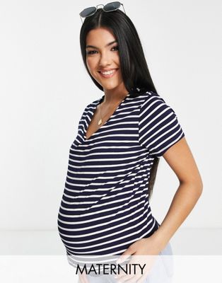 Flounce London Maternity fitted stretch t-shirt in stripe