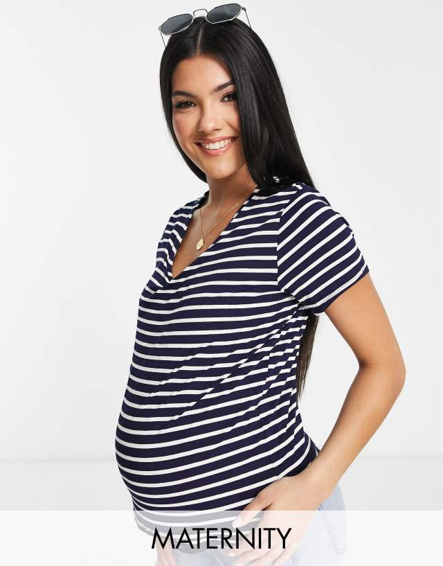 Flounce London Maternity fitted Stretch T-shirt in stripe