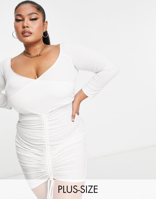 Plus size white bodycon hot sale dresses