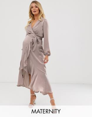 wrap front maternity dress