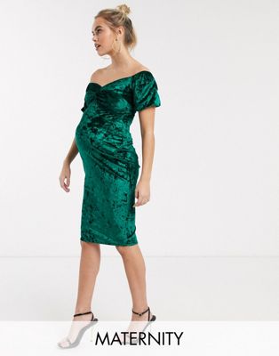 emerald bardot dress