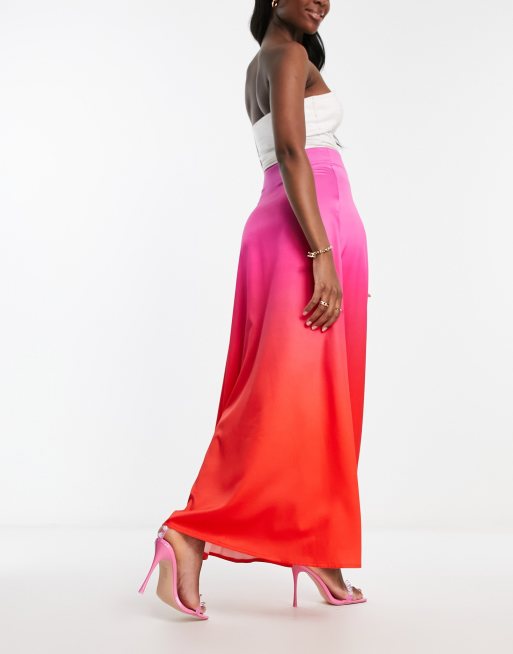 Ombre maxi shop skirt red