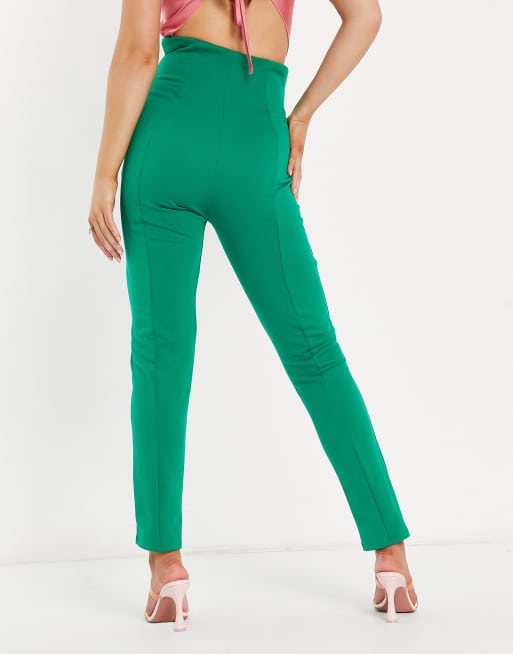 Flounce London - Pantalon stretch taille haute coupe ajustée - Vert, 2 de 4