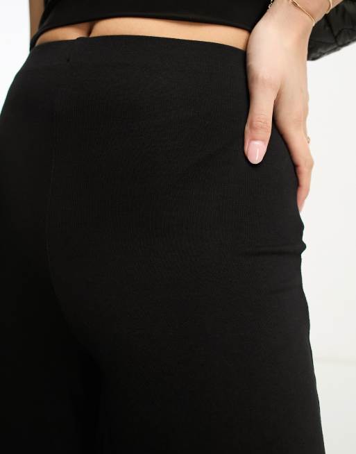 Flounce London Petite basic high-waisted wide-legged pants in black, 3 of 4