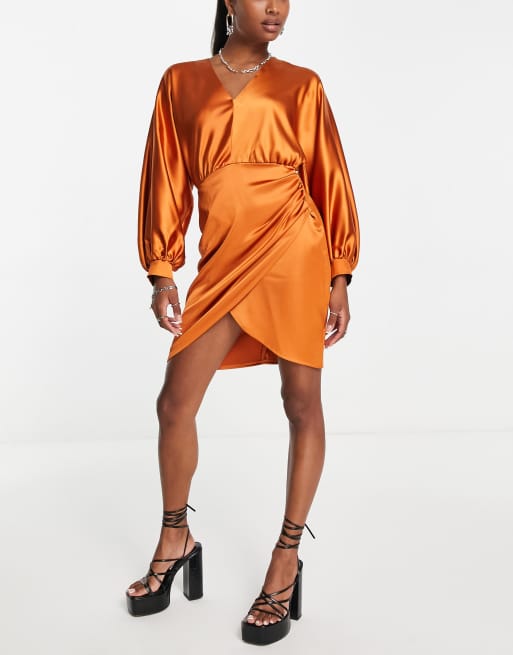 Burnt orange best sale satin dress