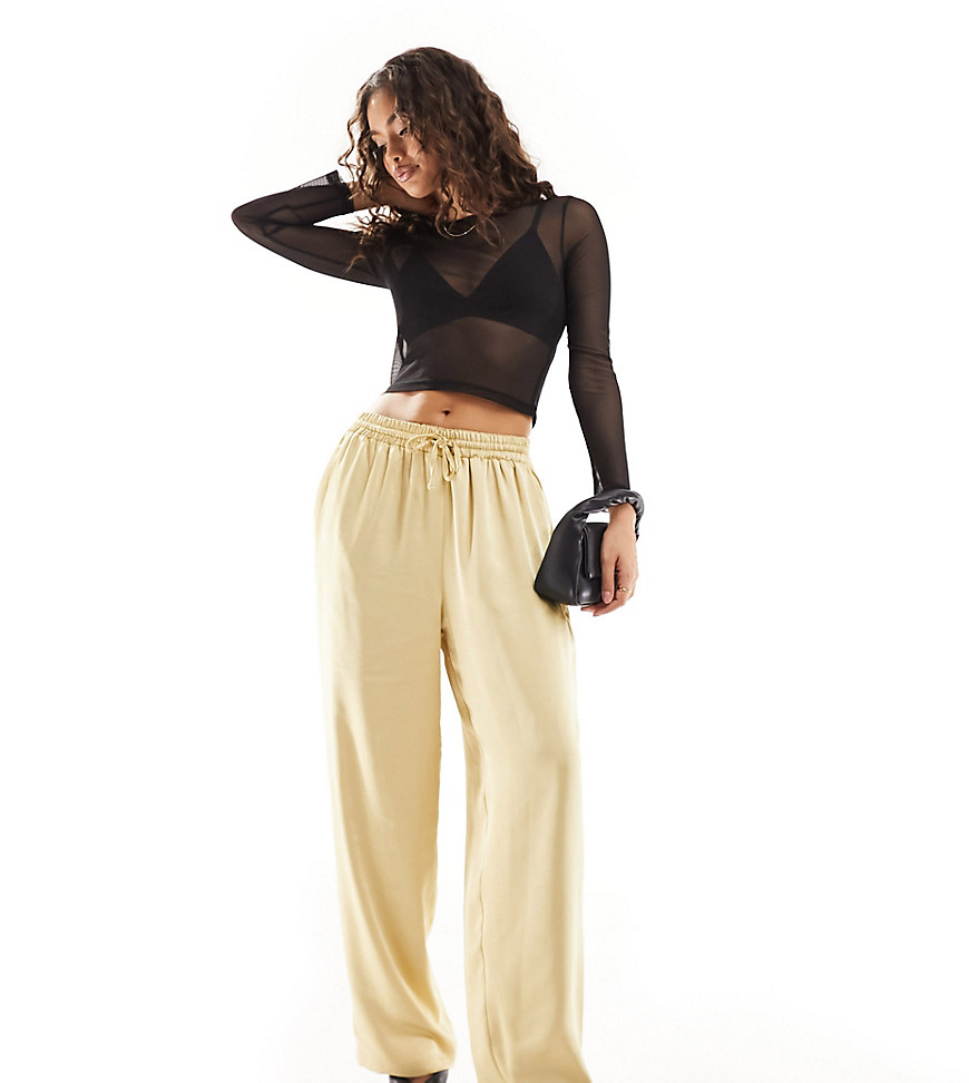 Flounce London Petite satin floaty trousers in gold