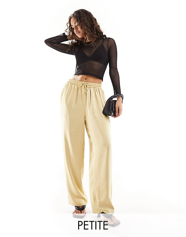 Flounce London Petite - satin floaty trousers in gold