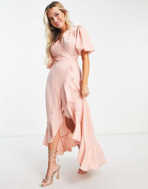 Light pink store wrap dress