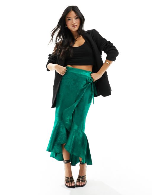 Leopard print satin wrap midaxi skirt sale