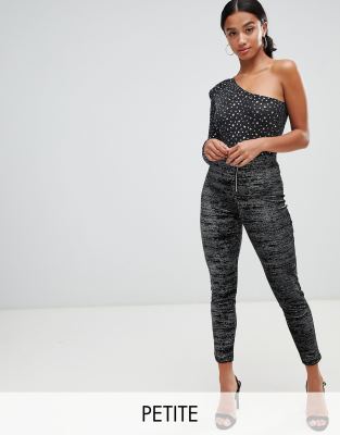 Velvet Sparkle Legging with Silver Zip-Multi