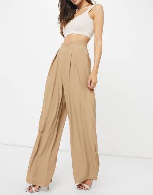 camel pleated trousers