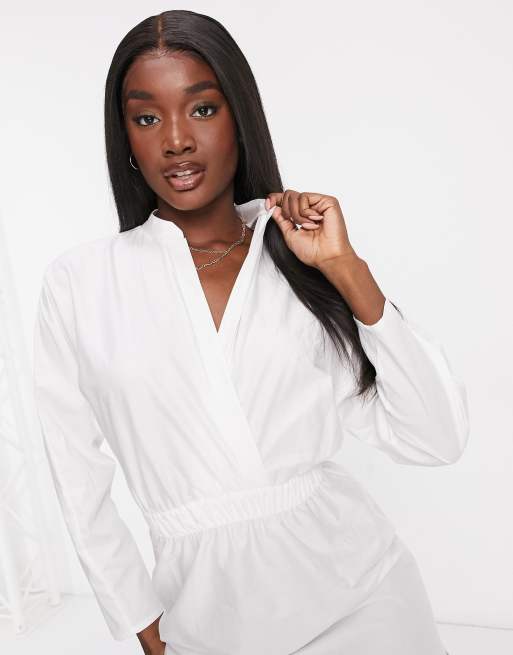 White plunge shirt outlet dress