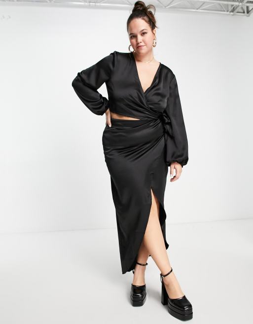 Satin maxi hotsell skirt plus size