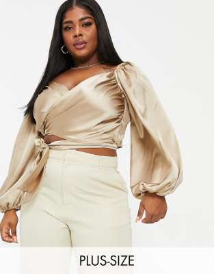 plunge satin blouse