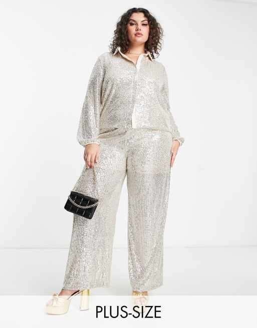 Silver pantsuit plus clearance size