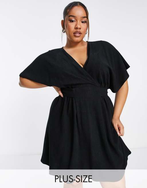 Black kimono on sale dress plus size