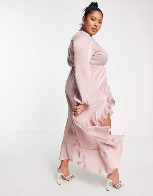 Blush pink maxi hot sale dress plus size