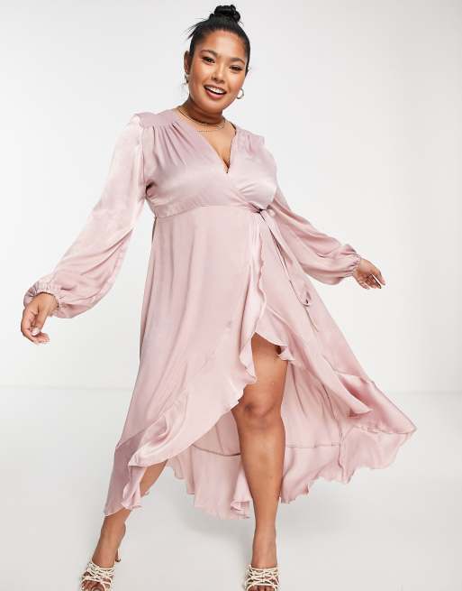 Pink blush store wrap dress