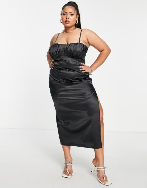 Plus size sale satin midi dress