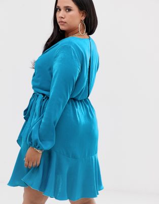 blue mini wrap dress