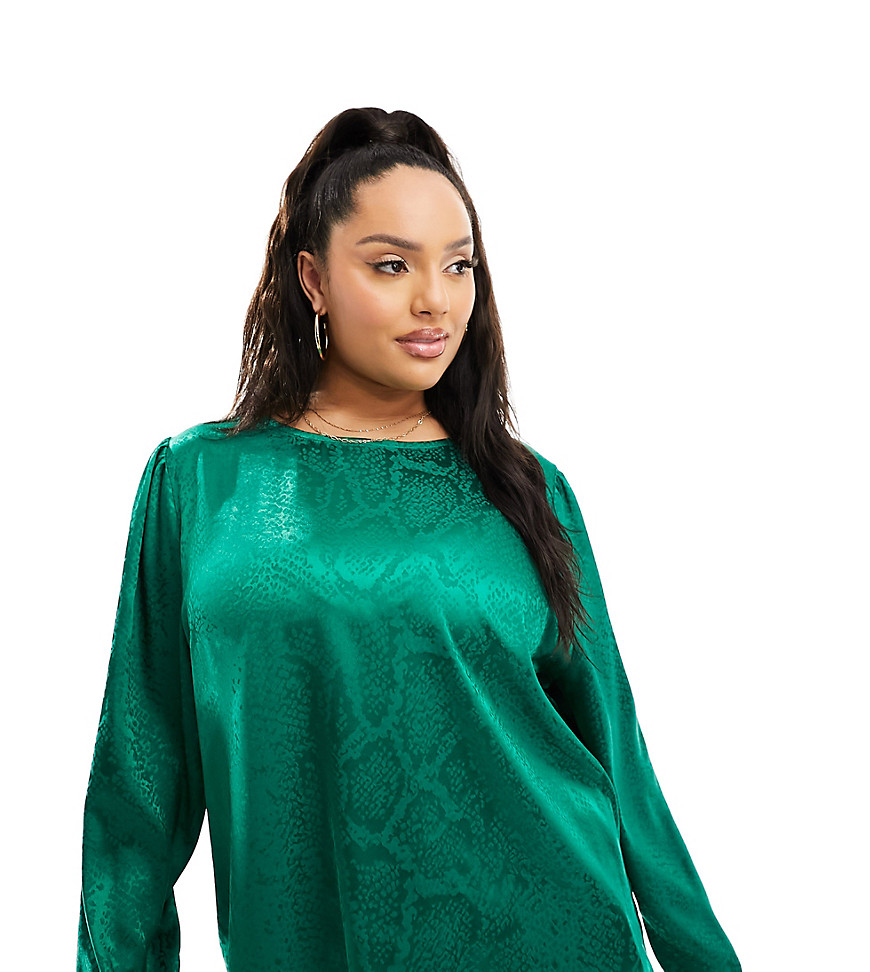 satin oversized top in emerald green - part of a set