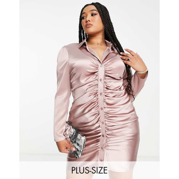 Satin shirt dress store plus size