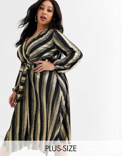 Black and shop gold striped dress