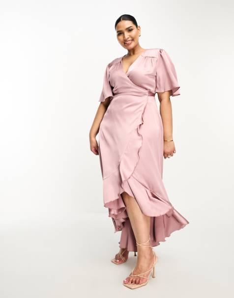 Women's Plus Size Baby Frill Blush Pink Dress