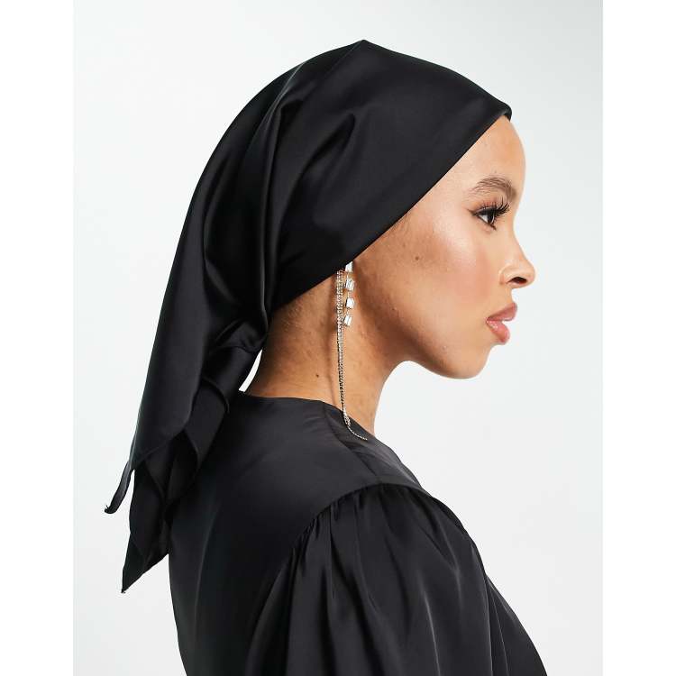 Black silk shop head scarf