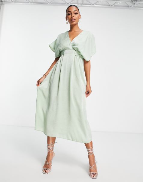 Flounce London Maternity Puff Sleeve Maxi Wrap Dress In Light Blue