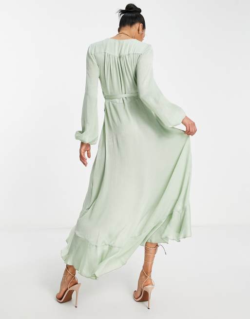 Meryl long sleeve 2024 wrap maxi dress