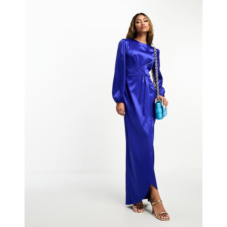 Satin wrap front maxi 2024 dress