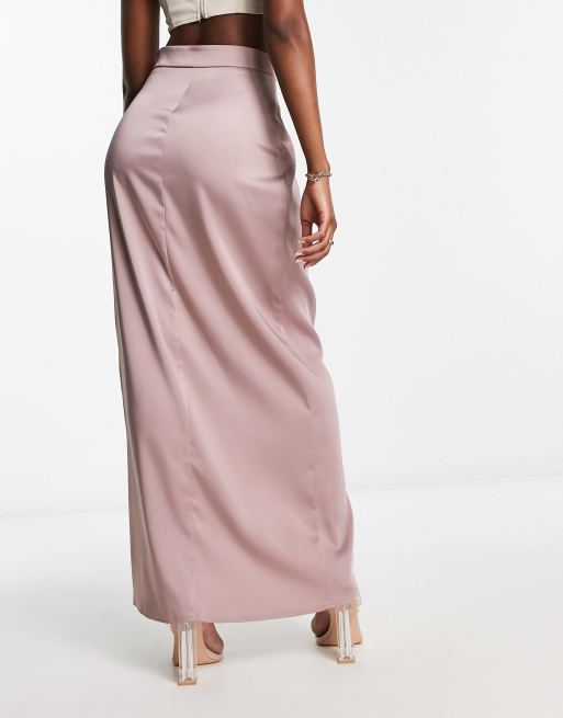 Flounce London wrap front midi dress in heather rose, ASOS