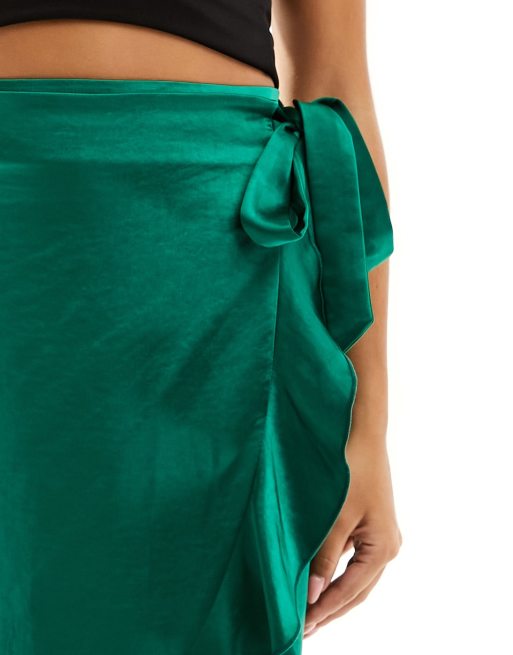 Emerald green shop wrap skirt