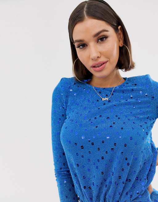 flounce london sequin mini dress Flounce London Sequin Mini Dress With Twist Front In Gold, $22 | Asos