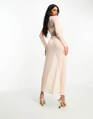 Tan mesh best sale maxi dress