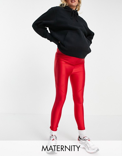 Flounce London Maternity gym leggings with bumsculpt in red