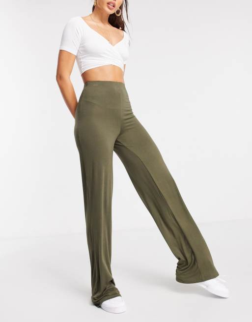 Tall Khaki Basic Flare Leg Pants, Tall