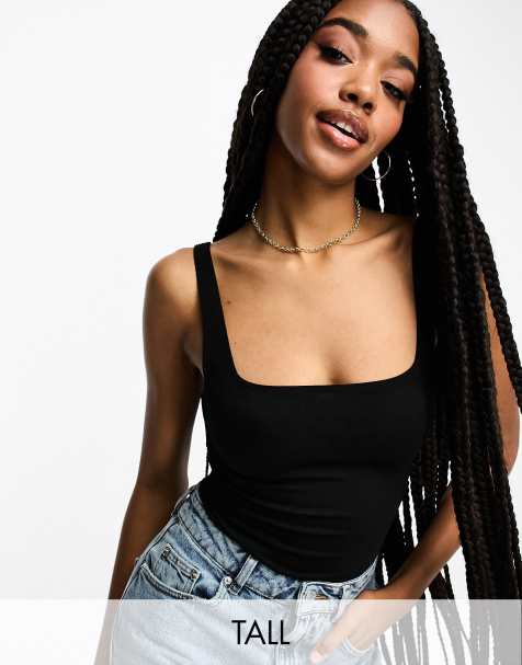 Only Tall exclusive keyhole halter neck top in black