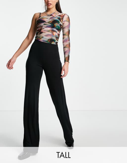 Flounce London Tall - Broek met hoge taille en wijde pijpen in zwart