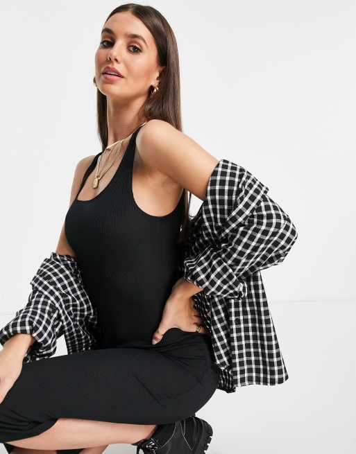 Flounce London Tall ribbed midi dress in black, 3 of 4