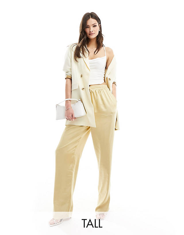 Flounce London Tall - satin wide leg trousers in gold
