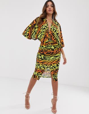 yellow and black animal print dress