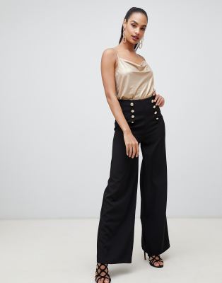 wide leg pants with buttons