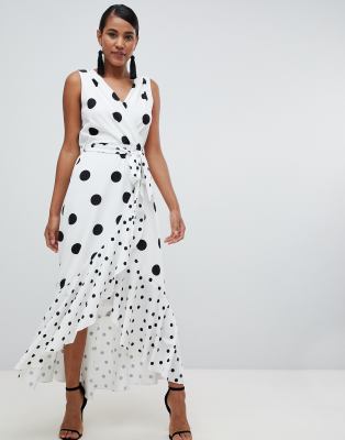 midi white polka dot dress