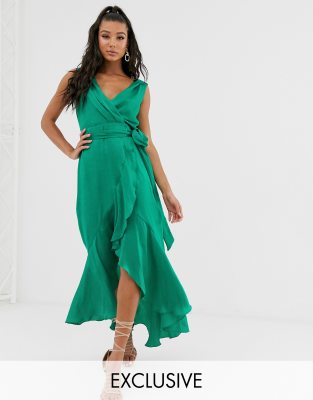 satin dress emerald