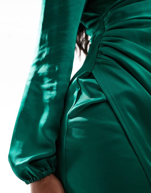green dress lipstick colour Sharlie Green Pin Dot Wrap Dress – Wave and Rose main image 0