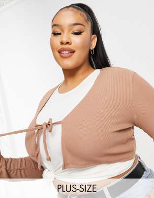 plus size tie front cardigan
