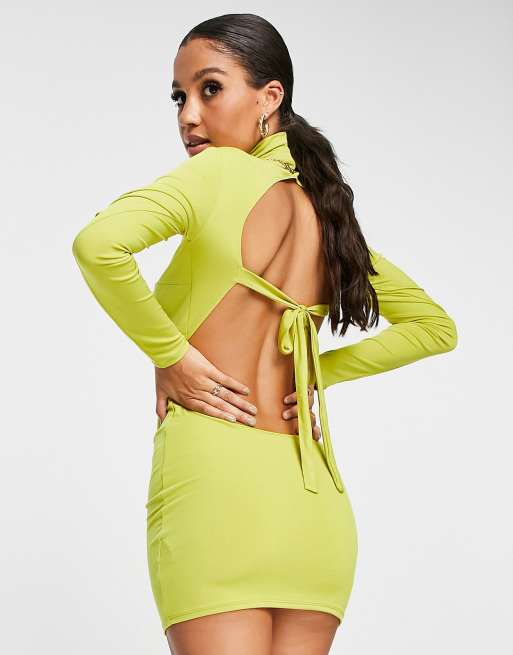 light green slinky open back mini